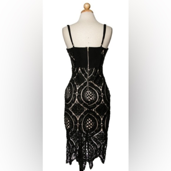 Lac Bleu Black Lace MIDI Dress Size Medium - Picture 2 of 14